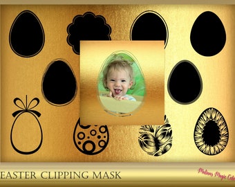 Easter Egg Photoshop Masks - Photoshop Clipping Masks - easter egg silhouette - Digital Scrapbook Overlays - Instant Download