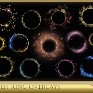Bokeh Ring Overlays - Maternity Light Ring Overlay  - Circles of Light - Light effect - Instant download