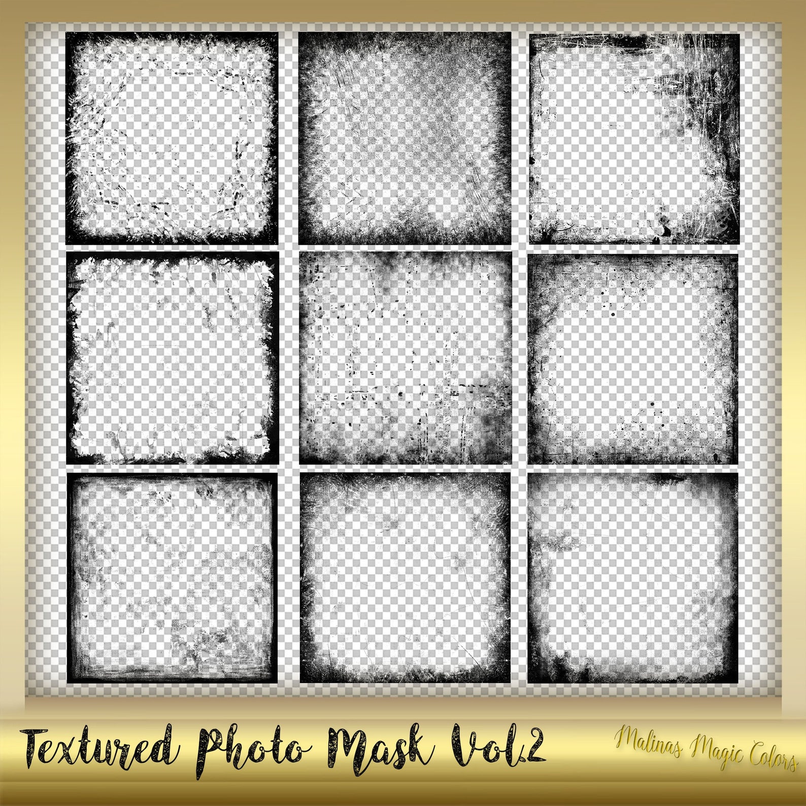 10 Textured Photo Masks Vol. 2 - Photoshop Clipping Masks - Grunge ...