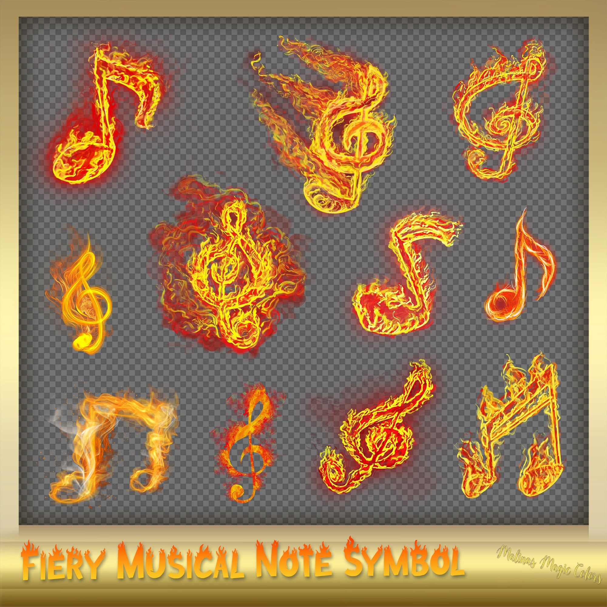 Fire Line Notes Fiery Musical Note Symbol - Musical Notes in Fire Flames - Musical Note ...