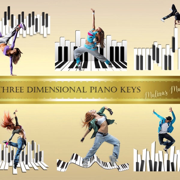 Three Dimensional Piano Keys - Music Overlay - Music clip art - Piano clipart - Music clipart  - Instant Download