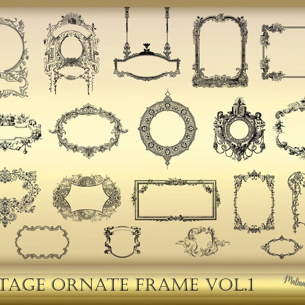 20 Vintage Ornate Frame - Victorian Frame - Antique Ornate Frame - Barock Frame - Antique Decorative Frame - Instant download