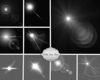 White Lens Flare Overlay  - Light Overlays - Natural Light - transparent Light -  instant download