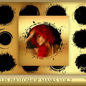 15 Circles Masks for Photoshop - Photoshop Clipping Masks - Grunge Png Masks - Digital Scrapbook Overlays  - Instant Download
