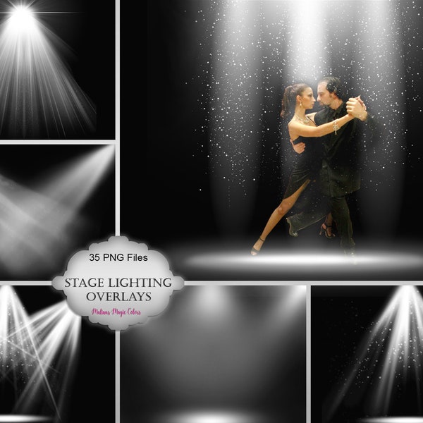 35 Overlays voor podiumverlichting Vol. 3 - Spotlight-overlays - lichteffect Photoshop - Spotlight png - instant download png-bestanden