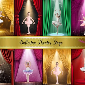 Ballerina Theater Stage - Ballerina Digital Backdrop - Ballet Stage Background - Ballet Background