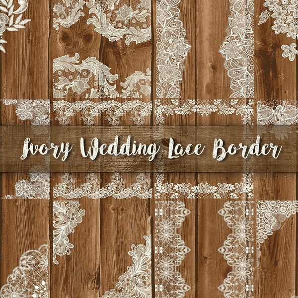 Ivory Wedding Lace Border - Ivory Lace Clipart - Vintage Lace clipart - Rustic Lace Overlay - High resolution png - instant download