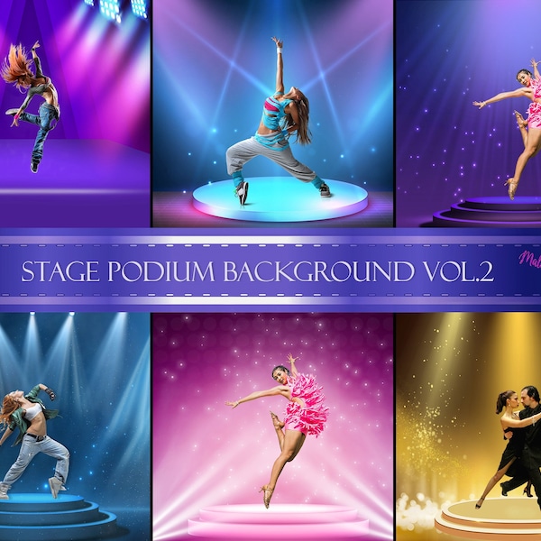 Stage Podium Background Vol.2 - Stage Podium with Lighting - Colorful Stage Lighting Background - colorful spotlight background