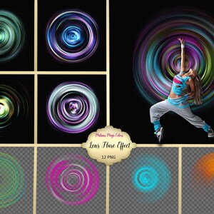 Lens Flare Effects - light and shadow gradient - lens flare aperture - color ripple light effect - circular effect - instant download
