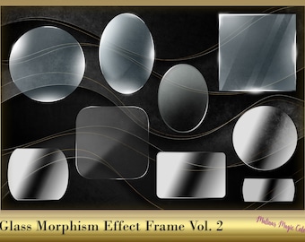 Glass Morphism Effect Frame Vol. 2 - Glassmorphism Effect - transparent glass - Instant download