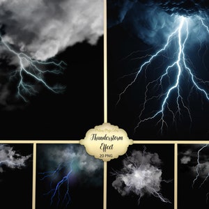 Lightning effect in dark clouds - Thunderstorm - dark clouds overlays - storm weather overlay- instant download