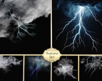Lightning effect in dark clouds - Thunderstorm - dark clouds overlays - storm weather overlay- instant download