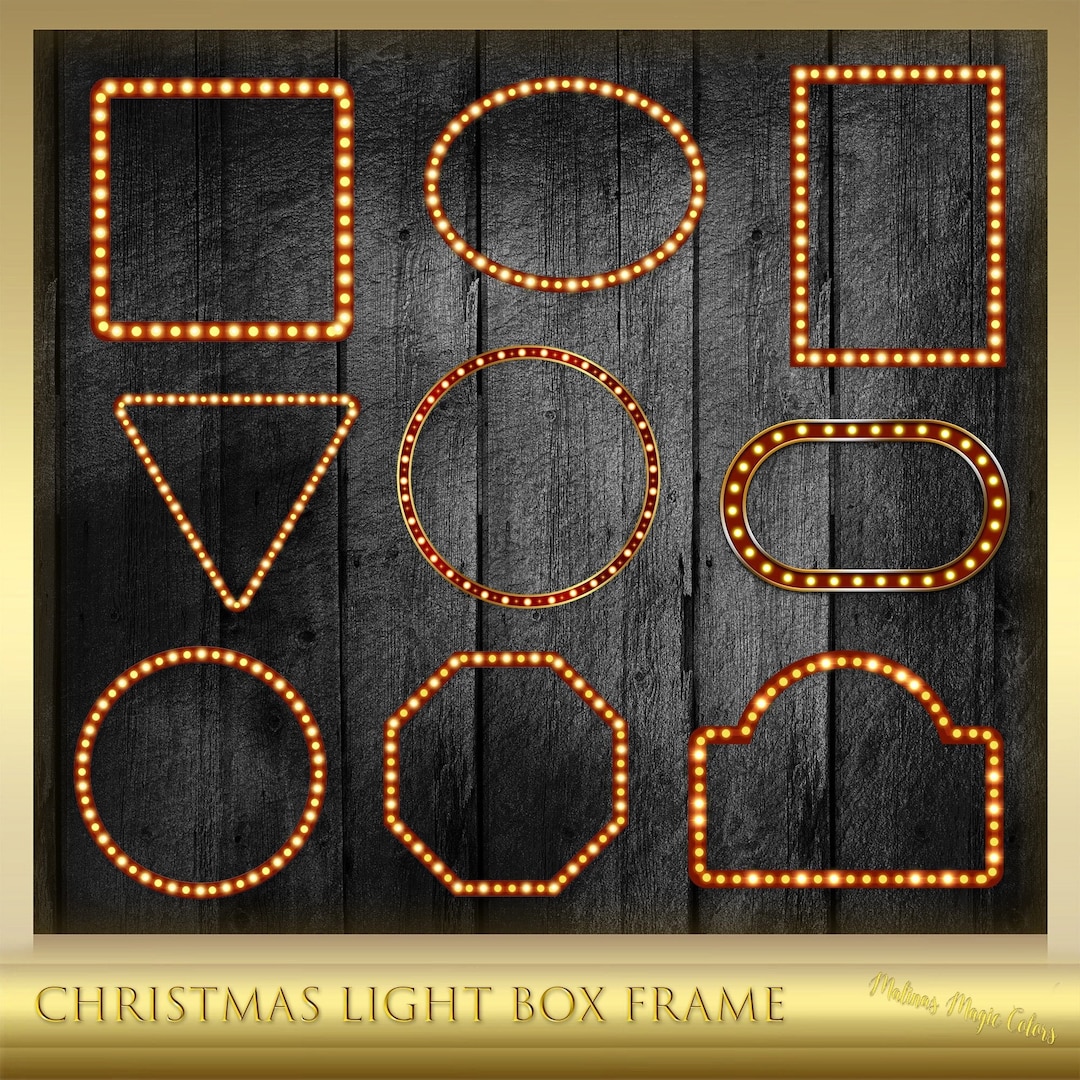 Light Box Frame Clipart - Light Bulb Frame - Marquee Light Digital ...