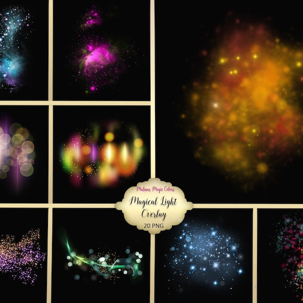 Magical Light Effect - magical light particles - colorful light particles - magic light overlay - spot light effect - Instant Download