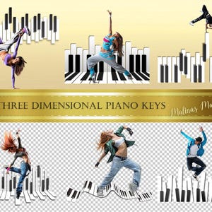 Three Dimensional Piano Keys - Music Overlay - Music clip art - Piano clipart - Music clipart  - Instant Download