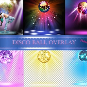 8 Disco Ball Overlays - Disco Ball Stage Lighting - Party clipart - disco ball png clip art - sparkle disco balls - Instant Download