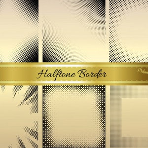 Halftone Border - Halftone Frame - halftone dot text box -  Halftone Effect Pattern - Halftone Pattern Photo Border