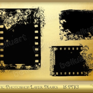 15 Artistic Photoshop Layer Masks - Photoshop Clipping Masks - Grunge Png Masks - Digital Scrapbook Overlays  - Instant Download