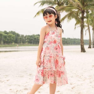 Maxi Flower Dress for Little Girls, Toddlers and Kids (Pink/Yellow)