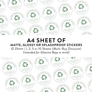 Feuille A4 de 54 x 25 mm mat brillant résistant aux éclaboussures d'autocollants | Ce sac est en papier, pas en plastique | Recycler | Sac en cristal - Économies d'achats multiples