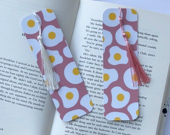 Egg Bookmark with Tassel | Fried Egg | Egg Lover | Book Lover | Gift for Her | Matte Finish