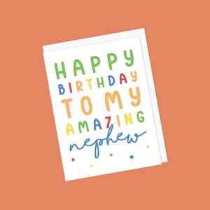 Cartão de aniversário fofo para sobrinho - Feliz aniversário para meu sobrinho incrível! - Em branco por dentro