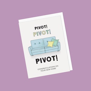 Blaues Sofa Couch mit Kissen Freunde inspiriert Neues Zuhause Grußkarte Pivot - Pivot! Herzlichen Glückwunsch zu Ihrem Neuen Zuhause - Blank Innen