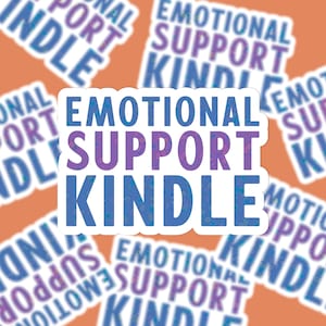 Emotional Support Kindle Die Cut Sticker mit Holographic Sparkles Overlay | Geschenk für Sie | Buchliebhaber | Aufkleber Liebhaber | Digitales Buch