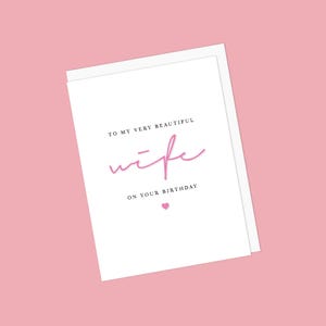 Cartão de aniversário delicado para esposa com mensagem - Para minha linda esposa no seu aniversário - Em branco por dentro