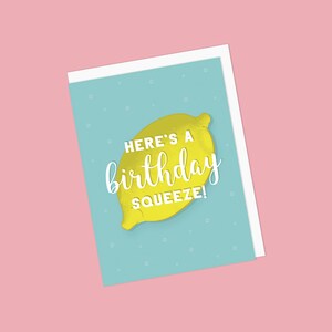 Biglietto di auguri di compleanno con limone / spremuta - Ecco una spremuta di compleanno! - Interno vuoto