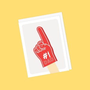Punny Vatertags-Grußkarte - Nummer 1 Papa / #1 Papa / Vatertag / Schaumstoff-Finger / Fußball-Rugby-Sport
