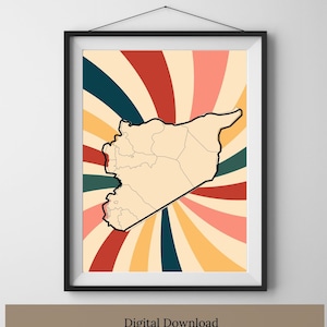 Syria Map Art Print - Colorful Syria Digital Art - خريطة سوريا - Syrian Flag Download Printable Poster A1 A2 A3 A4 and A0