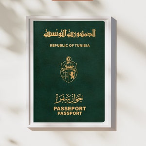 Tunisian Passport Art Print, Tunisian Passport Wall Hanging, Passport Room Poster, Tunisian Art Décor, Amazigh Berber print, Tunisian gift