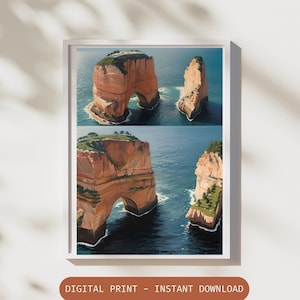 Beirut Lebanon Digital Art |  Raouche Sea Rock Poster | Lebanon Lovers Poster | Great Gift for Lebanese | Pigeon Rocks  | Home Room Decor