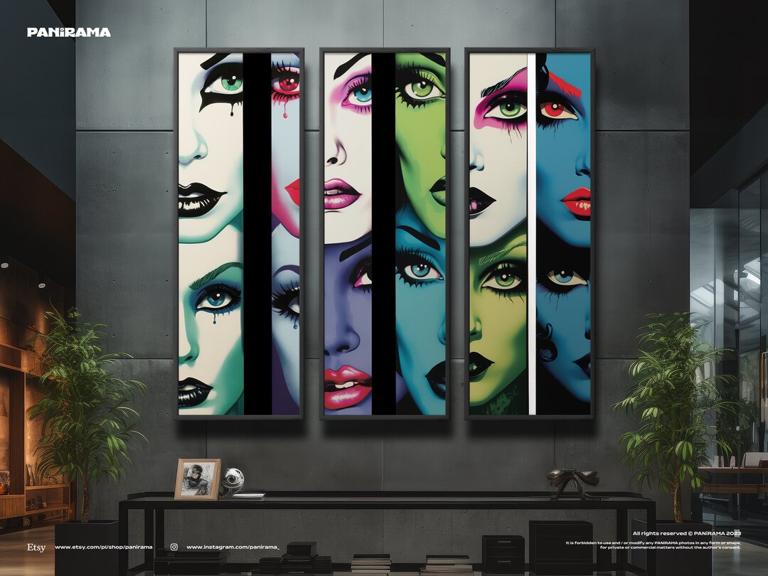 Set of 3 Women Fashion Collage Prints. Print Set Wall Art. Extra Large ...