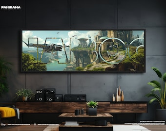 Extra large panorama of Naboo planet, Star Wars. Digital PRINT, FRAMED or CANVAS. Panoramic wall art print gift for him, movie print