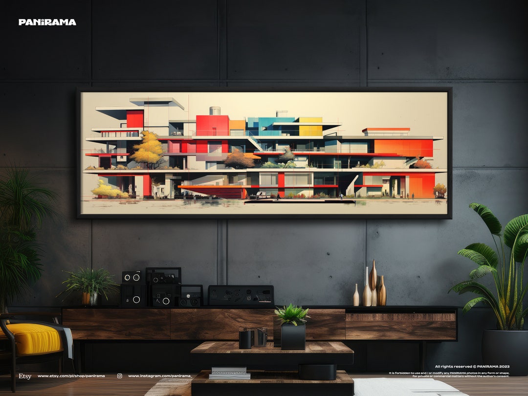 Extra Large Panorama of Modern City Architecture. Digital PRINT, FRAMED ...