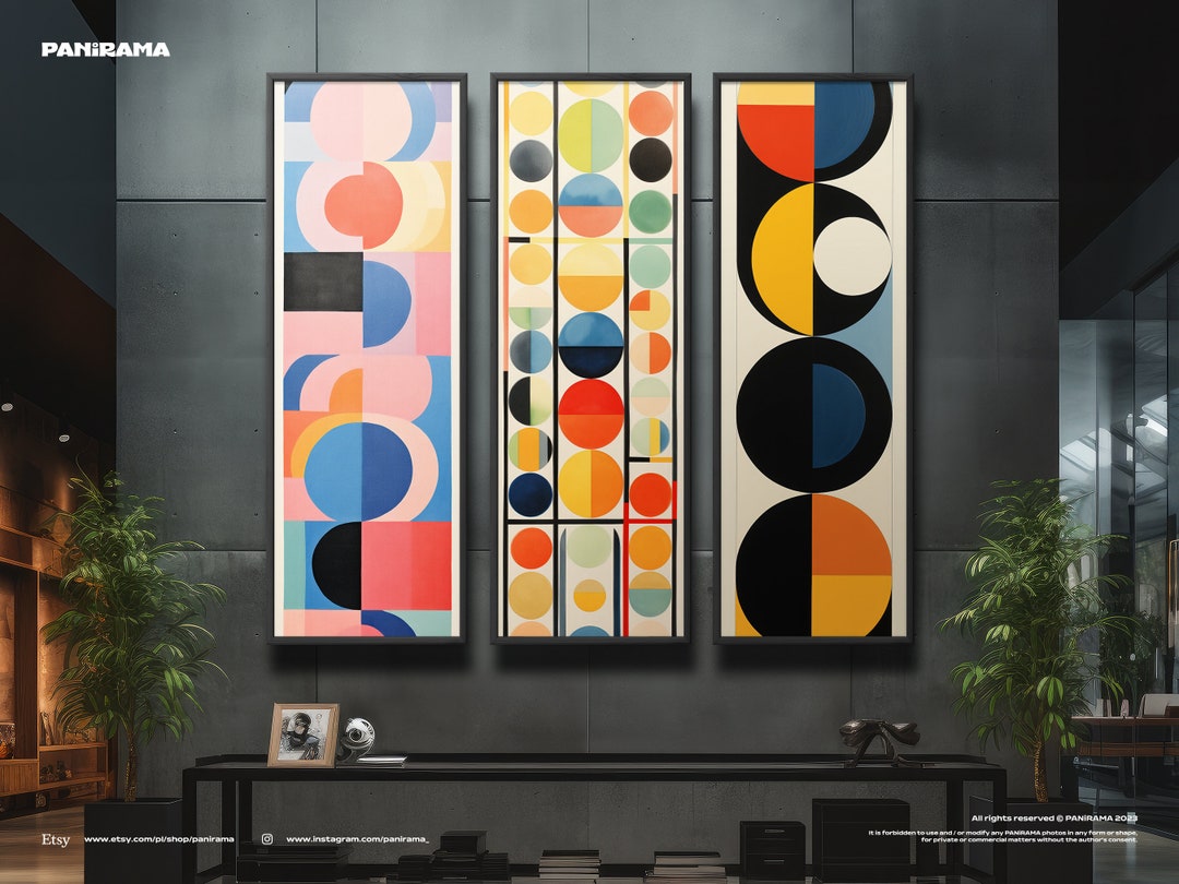 Set of 3 modern abstract prints. Print set wall art. Extra large ...