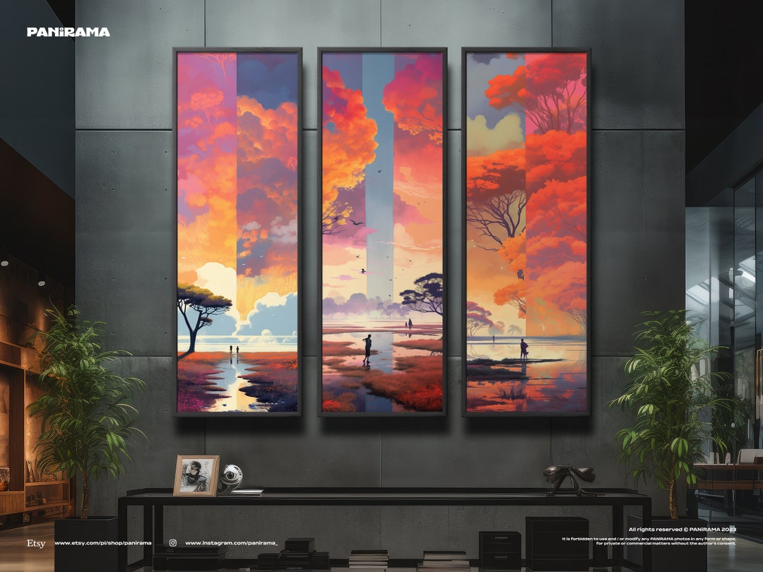 Set of 3 Colorful Landscapes Prints. Print Set Wall Art. Extra Large ...