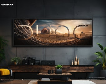 Extra large panorama of Sandworms on Arrakis, Dune. Digital PRINT, FRAMED or CANVAS. Panoramic wall art print gift for him, movie print