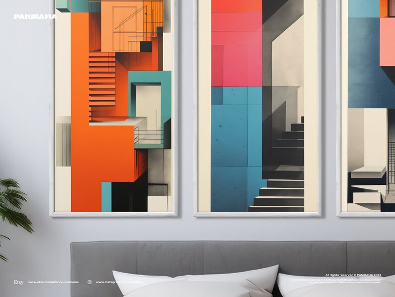 Set of 3 Modern City Architecture Prints. Print Set Wall Art. Extra ...