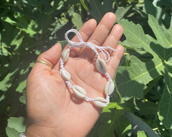 Cowrie Shell Anklet, Shell Jewelry, Minimalist, Macrame