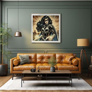 Super-heroína jpg - imagem jpg de alta resolução para impressão - Arte de parede de heroína - Super-heroína retrô em quadrinhos