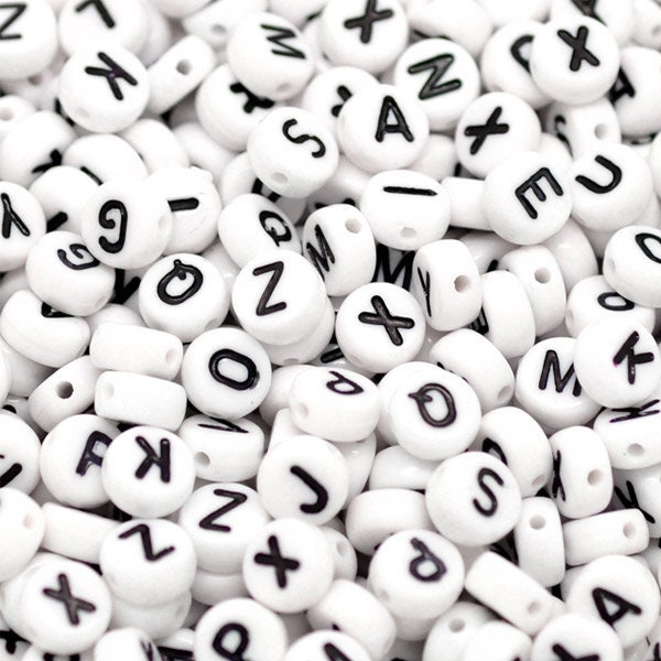 300pc/50g 6mm White Letter A~Z Acrylic Alphabet Beads Cube Letter