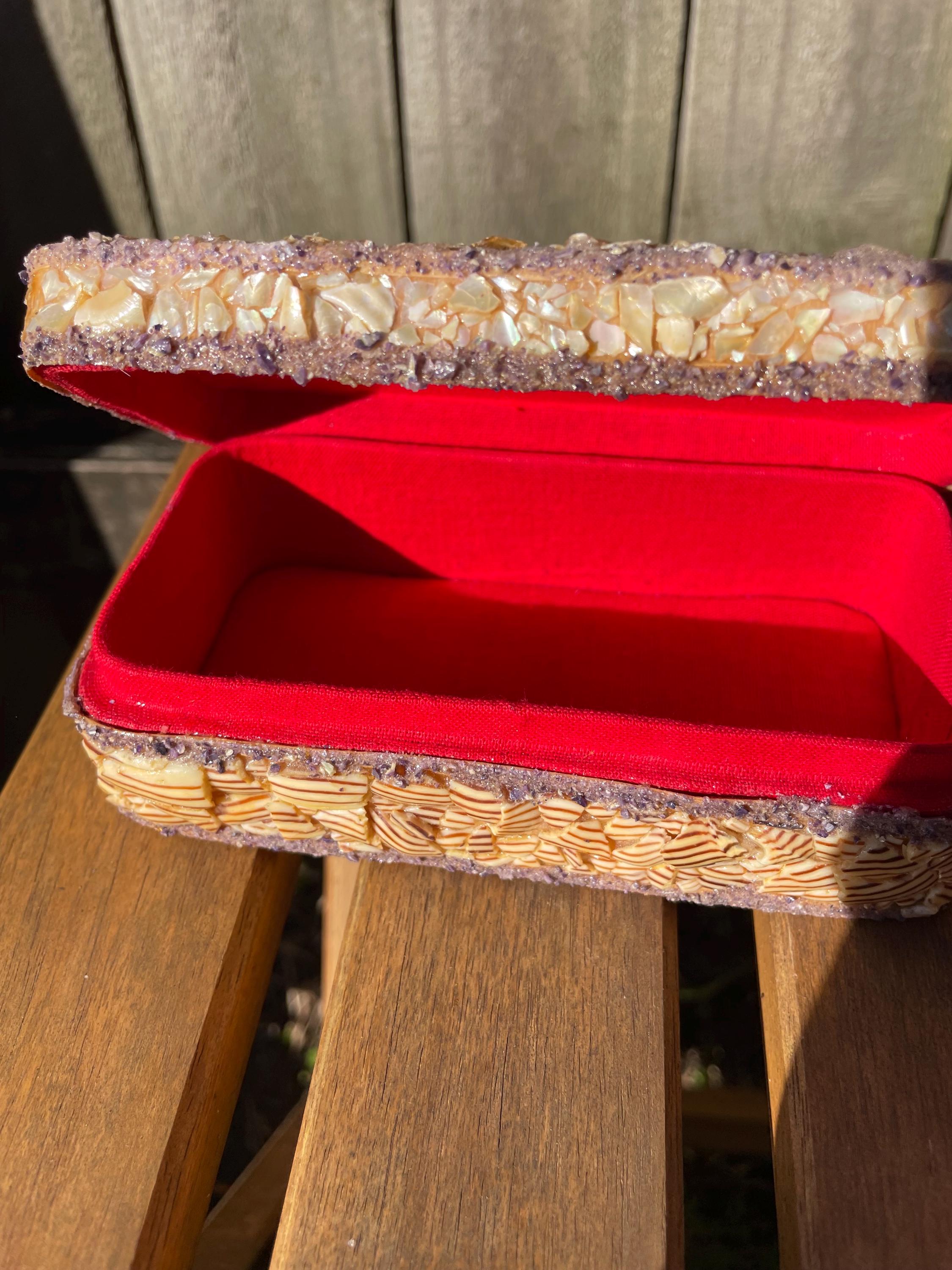 Vintage Mid Century Shell and Abalone Jewellery Box - Etsy