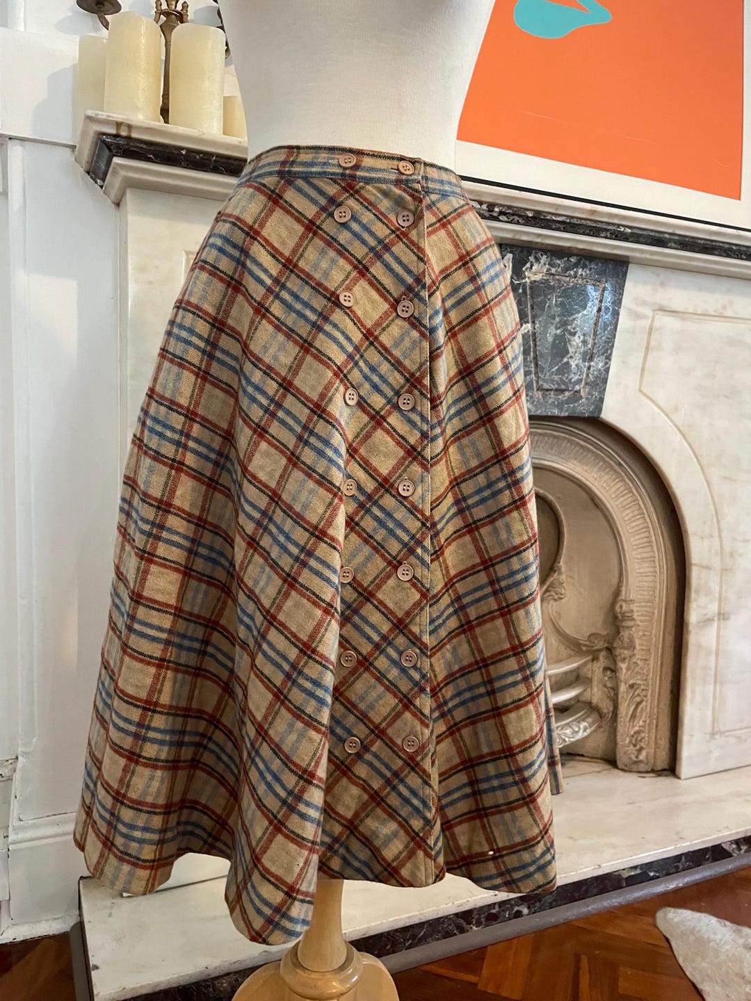 Retro Plaid Spliced Skirt