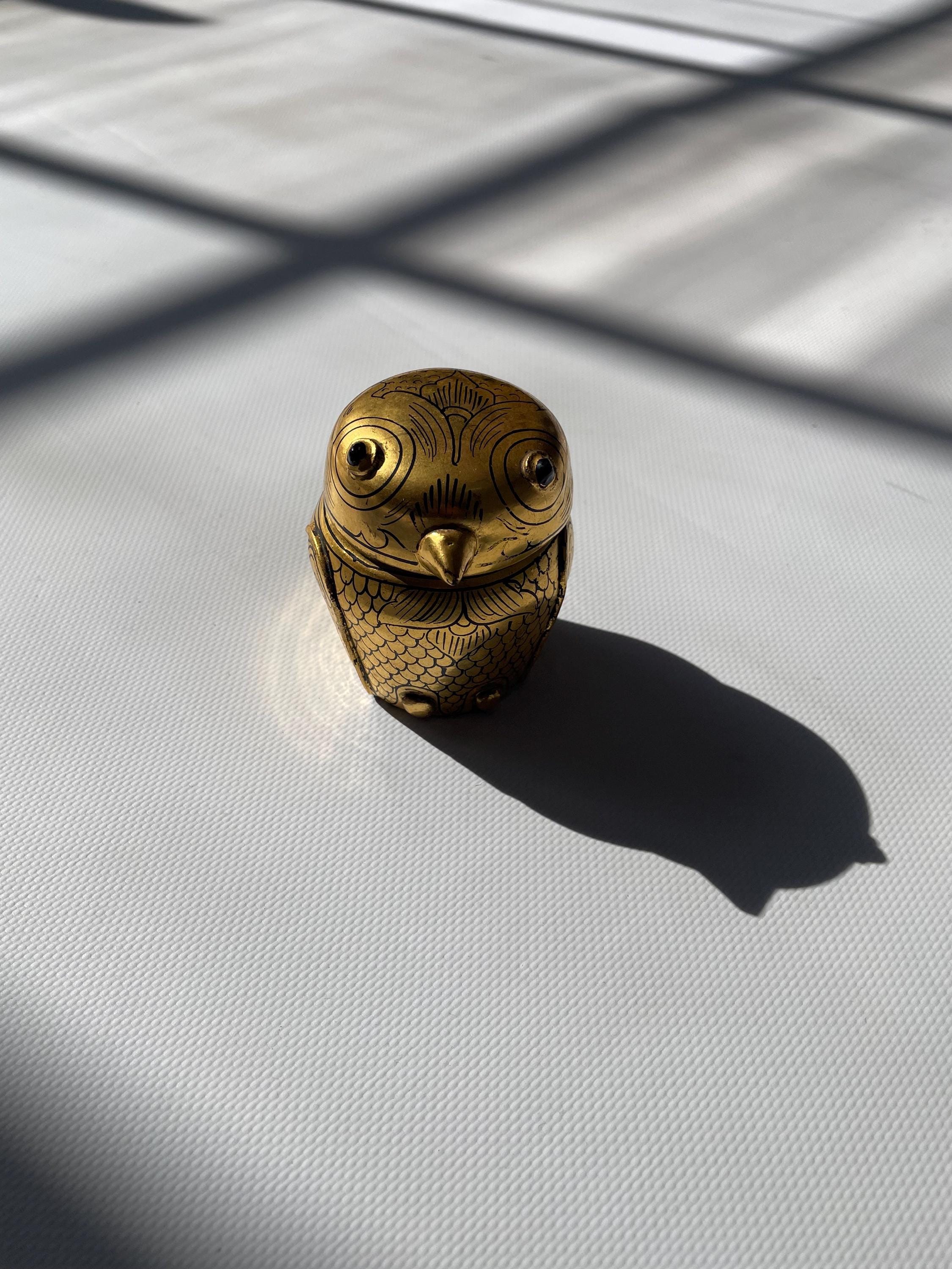 ビルマ手作り漆器ふくろうの小物入れ2個セット