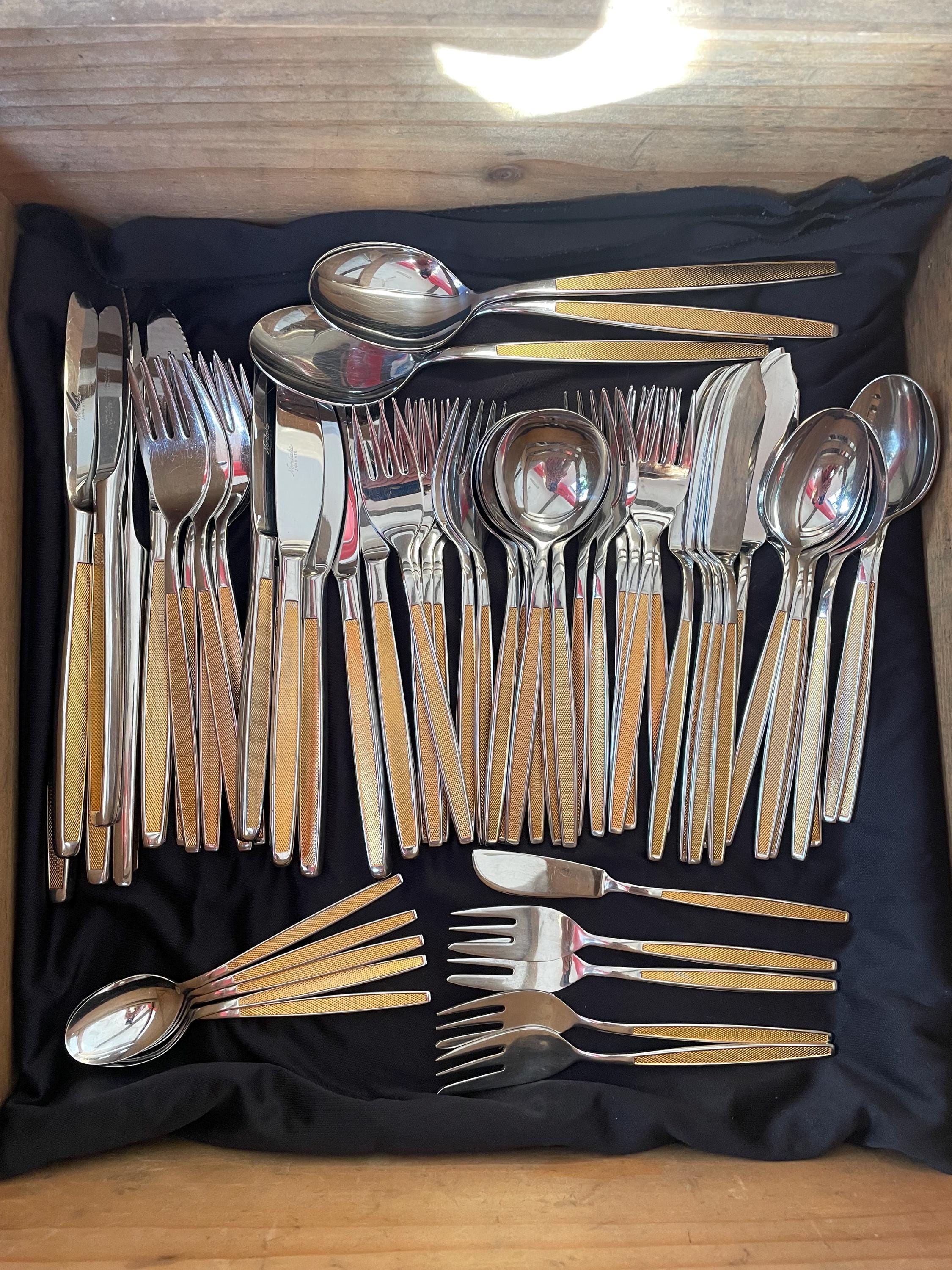 Vintage Noritake 61 Piece Gold Plated Stainless Steele Flatware
