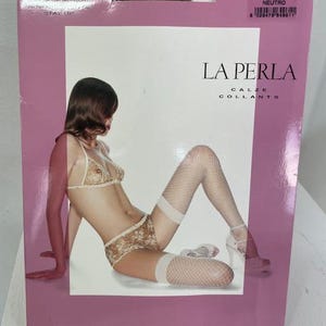 La Perla Tan Fishnet couture vintage stockings image 1