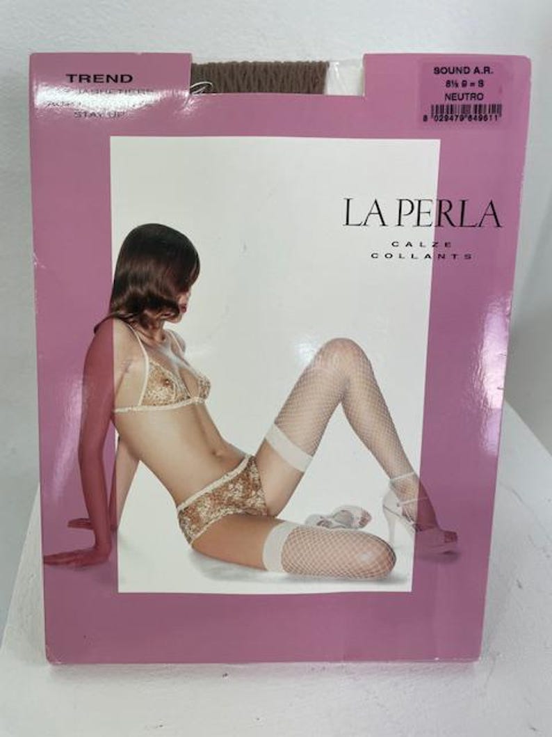 La Perla Tan Fishnet couture vintage stockings image 1